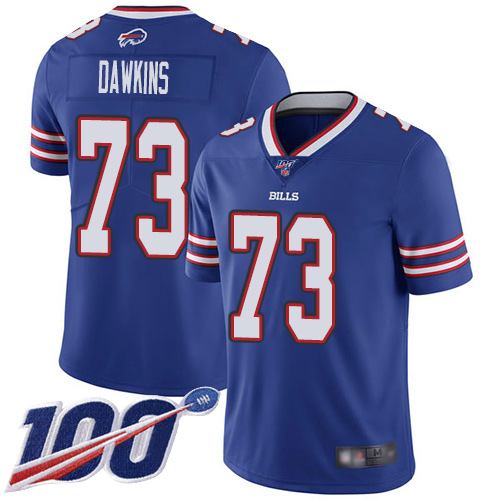 Men Buffalo Bills 73 Dion Dawkins Royal Blue Team Color Vapor Untouchable Limited Player 100th Season NFL Jersey